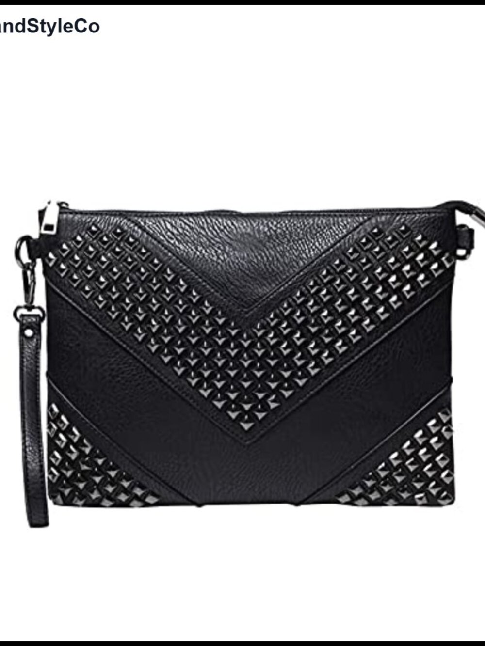 Oversized PU Leather Clutch Crossbody Studded Wristlet Envelope Bag